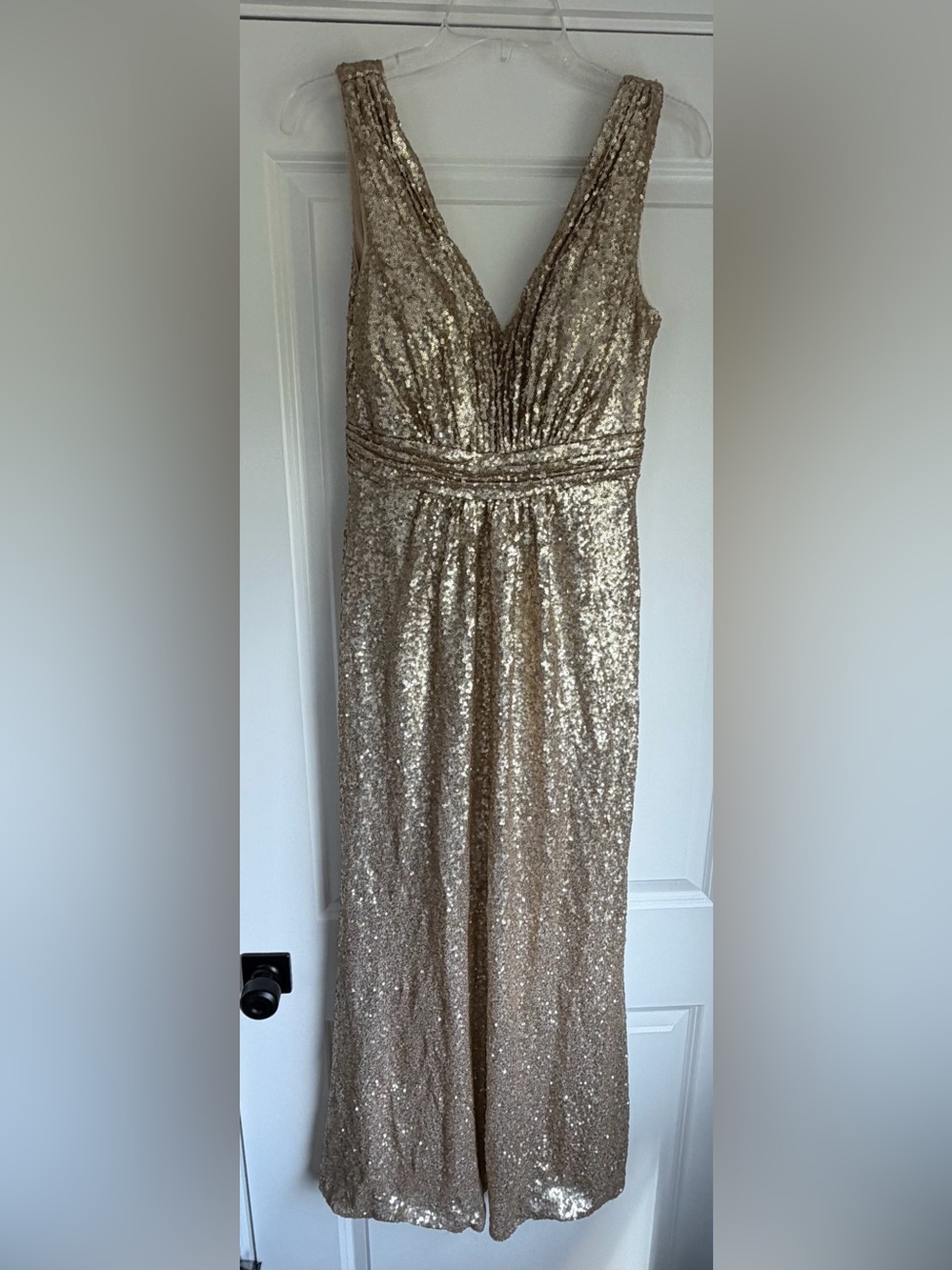 Revelry Gold Sequin V-Neck Maxi Dress excellent condition